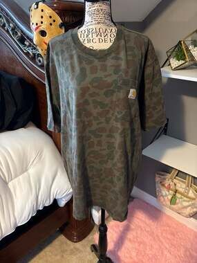 Carhartt Men's Original Fit Heavyweight Short Sleeve Camo Pocket T-Shirt L Tall